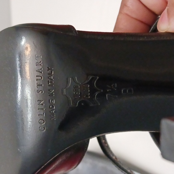 Colin Stuart size 7 1/2 B women's black ankle strap high heels shoe. - Picture 15 of 17